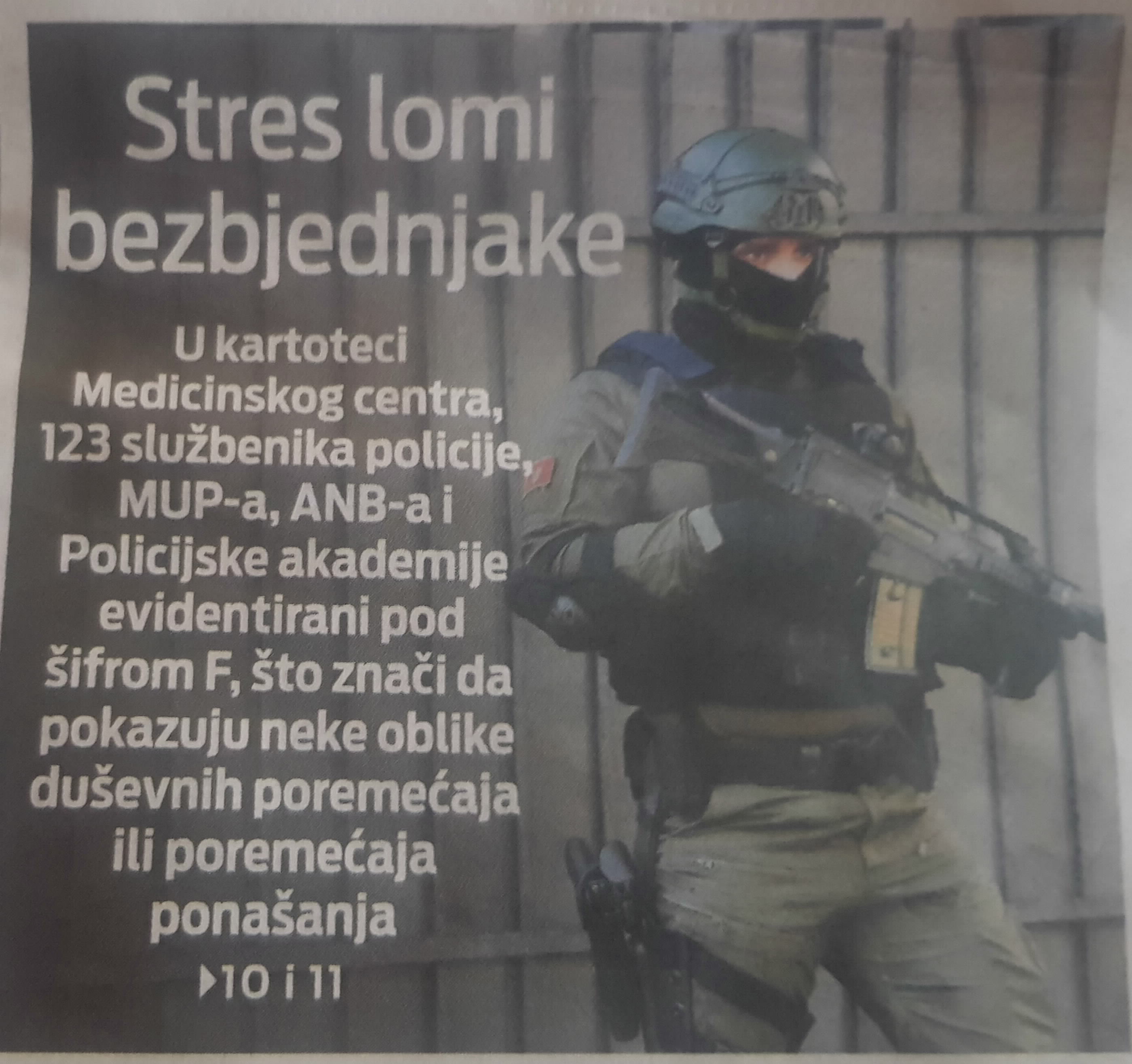 O MENTALNOM ZDRAVLJU POLICIJSKIH SLUŽBENIKA