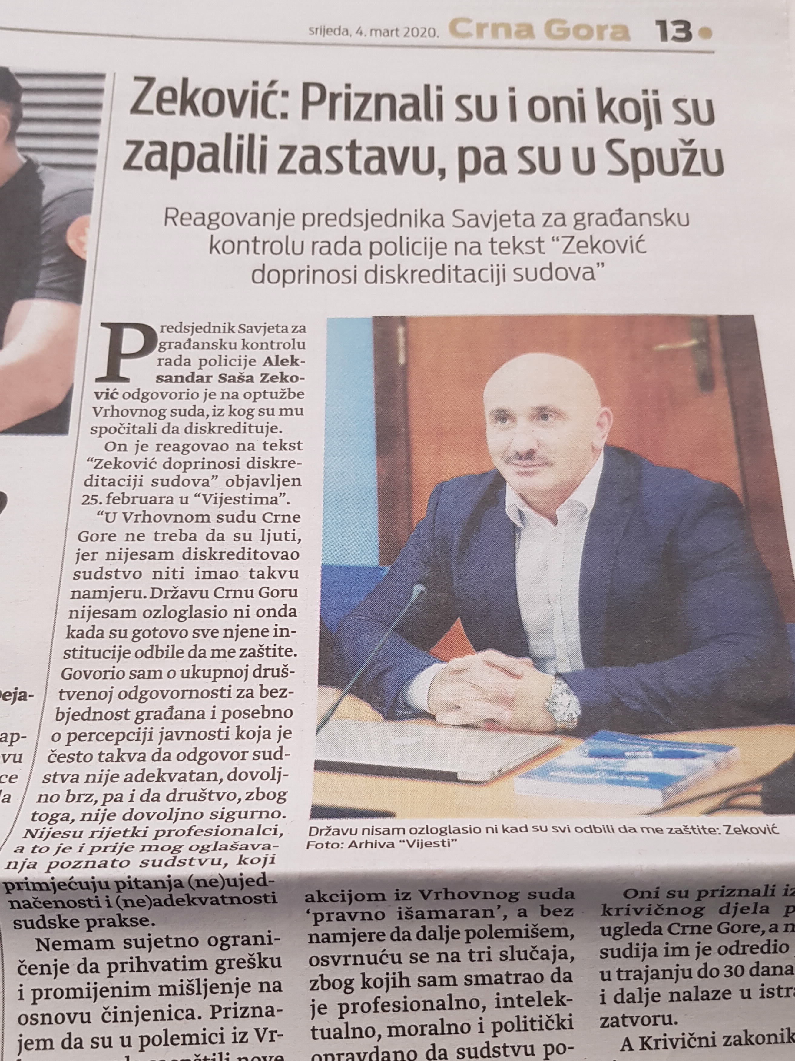 NIJESAM DISKREDITOVAO SUDSTVO, NITI IMAM TAKVU NAMJERU
