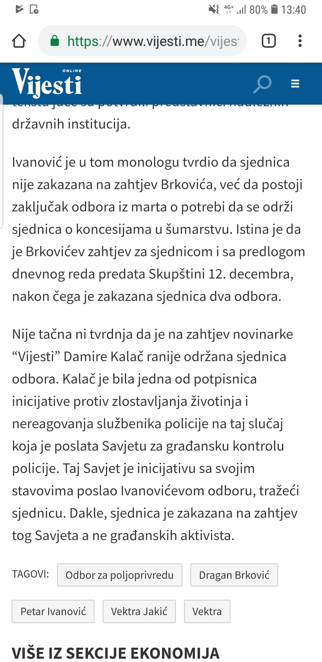 ČINJENICE O KOMUNIKACIJI SAVJETA SA ODBOROM SKUPŠTINE CRNE GORE ZA TURIZAM, POLJOPRIVREDU, EKOLOGIJU I PROSTORNO PLANIRANJE