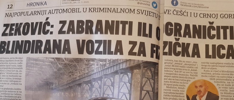 PROCEDURA ZA NABAVKU BLINDIRANIH VOZILA TREBA BITI STROGA I KONTROLISANA